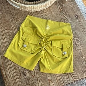 Allure Yellow High Waist Cargo Shorts